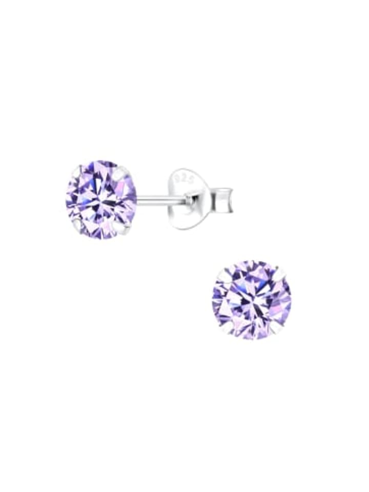 Ohrstecker ROUND ZIRKONIA in 925 Sterling Silber, 2-tlg.