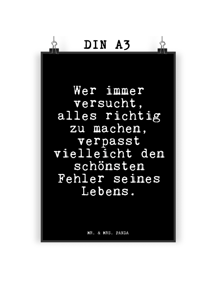 Poster Wer immer versucht, alles... mit Spruch in Schwarz