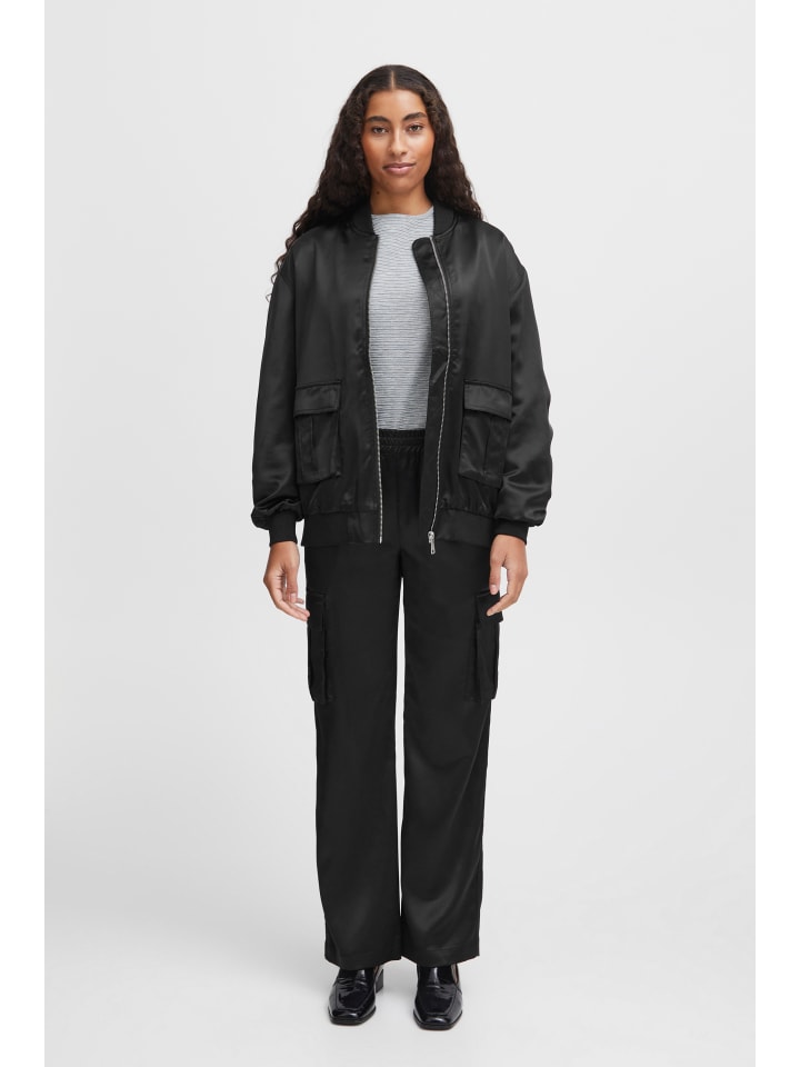 BYESTO BOMBER JACKET - SATEEN Loose fit in Black