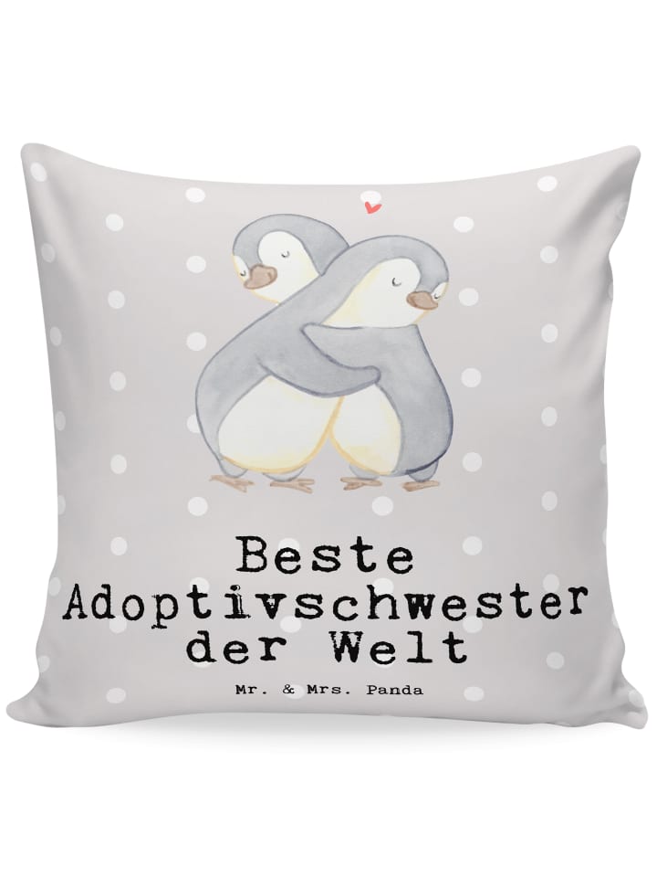 Sofa Kissen Pinguin Beste Adoptivschwester der ... in Grau Pastell