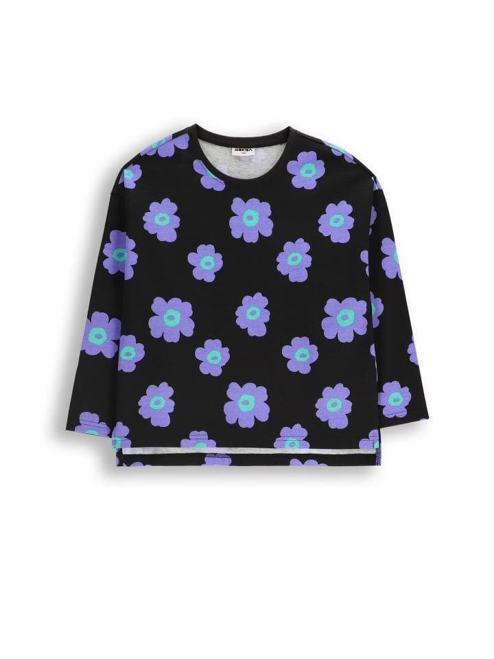 Langärmliges Baumwollshirt in schwarz