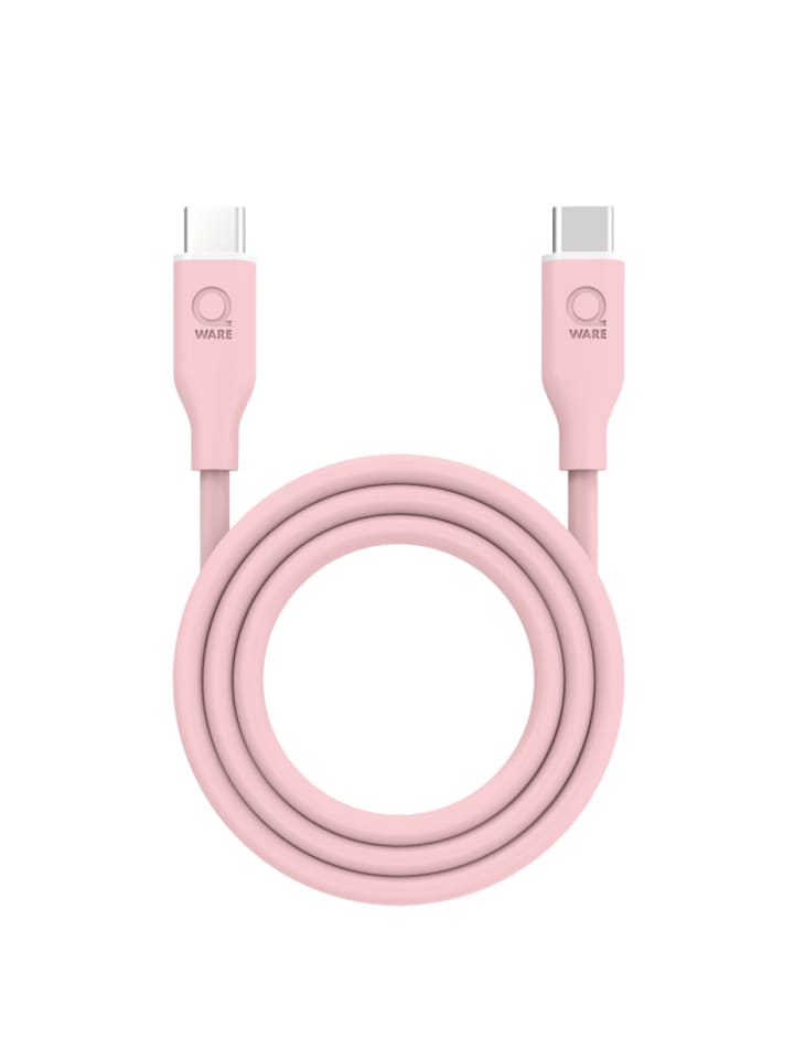 Qware USB-C auf USB-C Kabel – 60W 1 Meter Lade- und Datenkabel Schwarz in Rosa