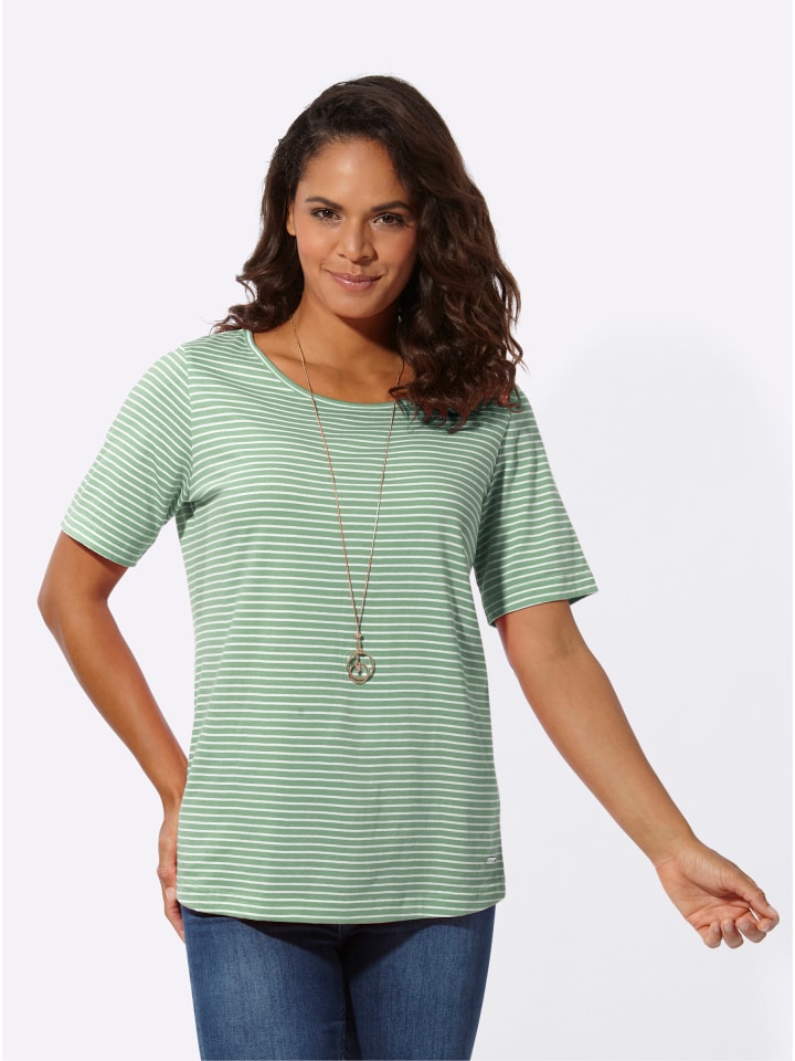 Ringelshirt in eucalyptus-ecru-geringelt