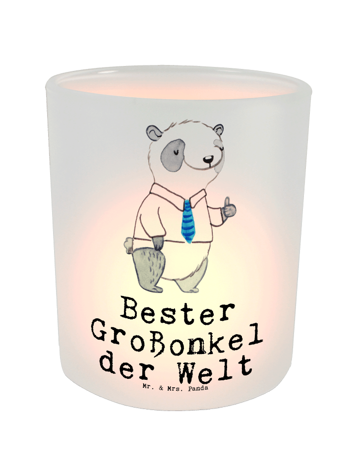 Windlicht Glas Panda Bester Großonkel der Welt ... in Transparent