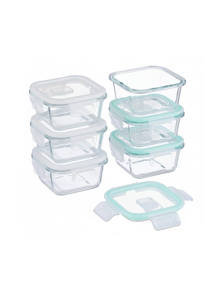 6 x Glasbehälter mit Deckel in Transparent - 320 ml