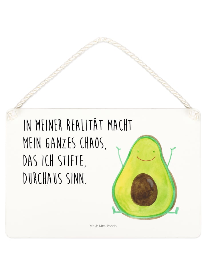 Schild Avocado Glücklich mit Spruch in Weiß