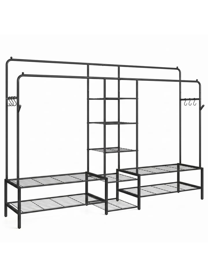 Kleiderständer Pataye in Schwarz - (B)195 x (H)172.8 x (T)45 cm
