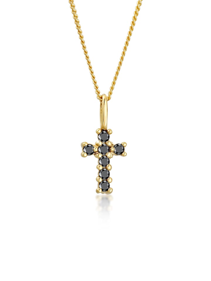 Halskette 585 Gelbgold Black Diamond, Kreuz in Gold