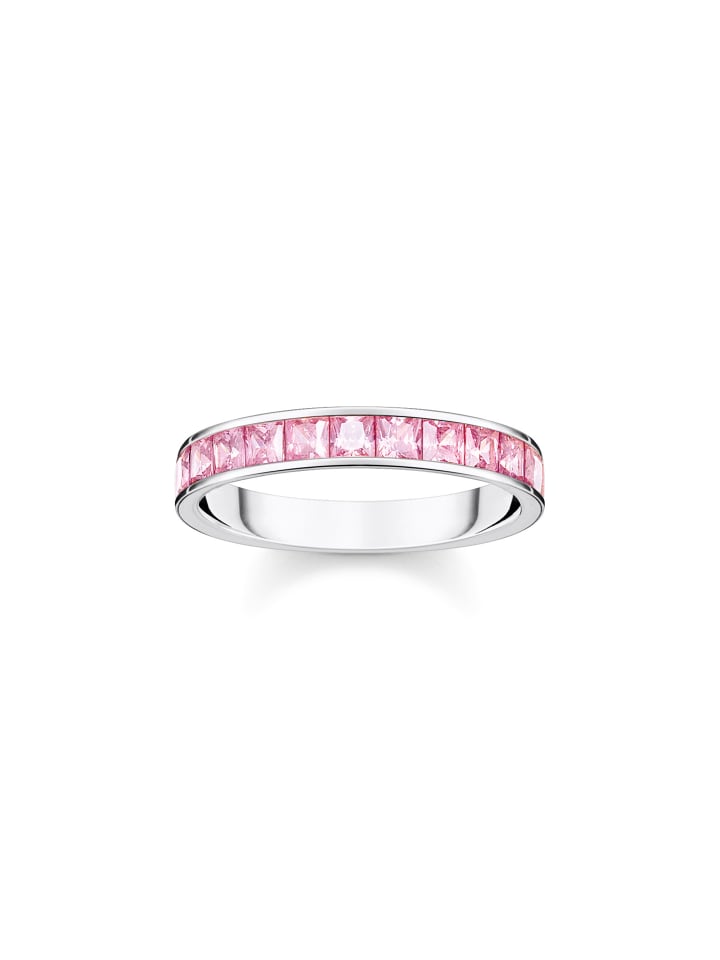 Ring Pinke Steine Pavé in silber, pink