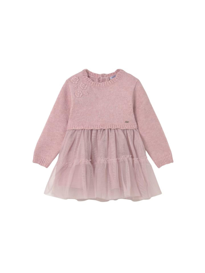 Winterkleid aus Feinstrick mit Tüll festlich in quarz