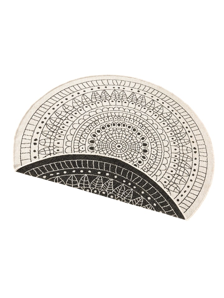 Wendeteppich Rund Porto Creme Schwarz In- & Outdoor