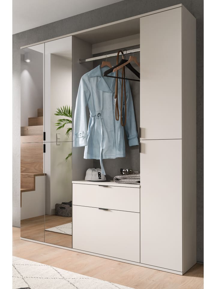 Garderobe Set in kaschmir 152 cm, Garderobenschrank mit Spiegel