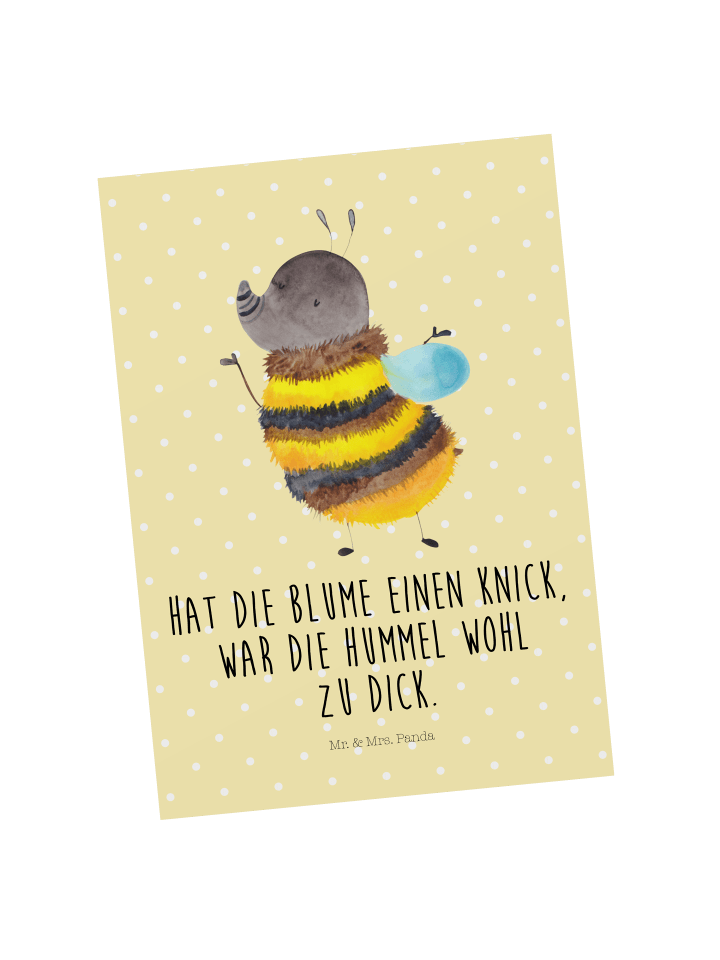 Grußkarte Hummel flauschig mit Spruch in Gelb Pastell