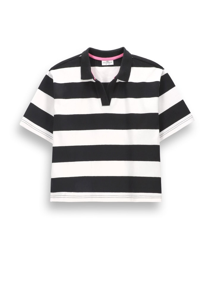 Polo-T-Shirt mit kurzen Ärmeln in schwarz