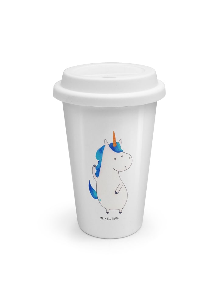 Kaffeebecher Einhorn Mann ohne Spruch in Weiß