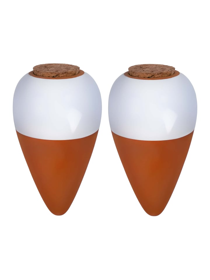 2 x Tonkegel in Terrakotta/ Weiß - 350 ml