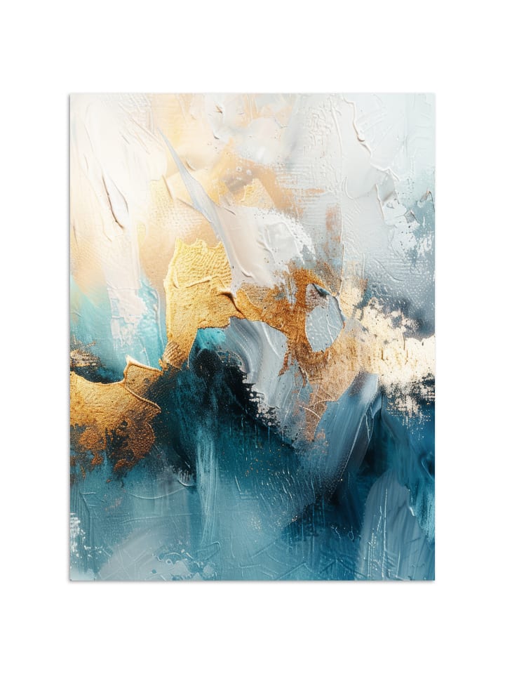 Poster Abstrakte Kunst gold blau