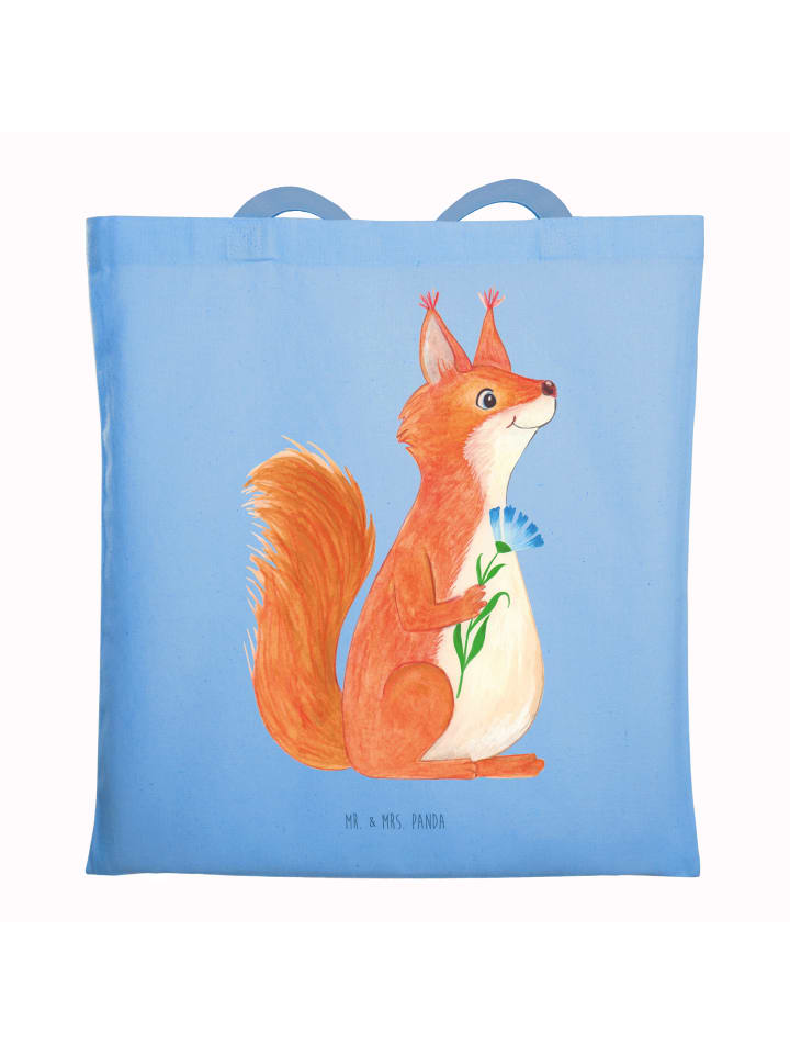 Shopping Tasche Eichhörnchen Blume ohne Spruch in Sky Blue
