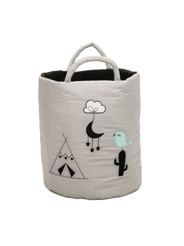 Aufbewahrungskorb "BE-WILD" in Grau/Schwarz - (L) 40 x (B) 35cm