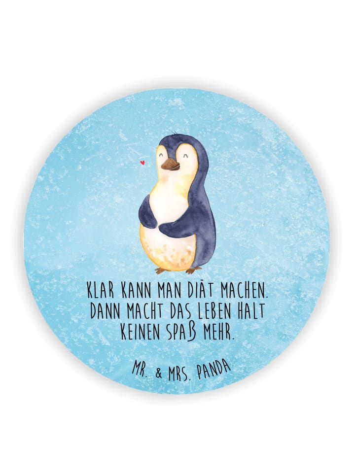 Kühlschrankmagnet Pinguin Diät mit Spruch in Eisblau
