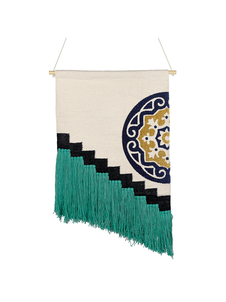 Wandbehang NOWSHERA in Bunt/Beige/Schwarz - (W) 56 x (H) 110 x (L) 1 cm Vertikal