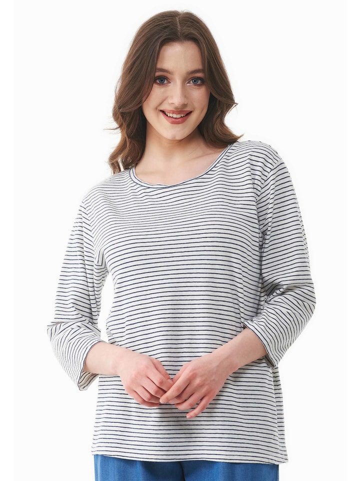 Langarmshirt "WOR17226" in Cremeweiß/Navy
