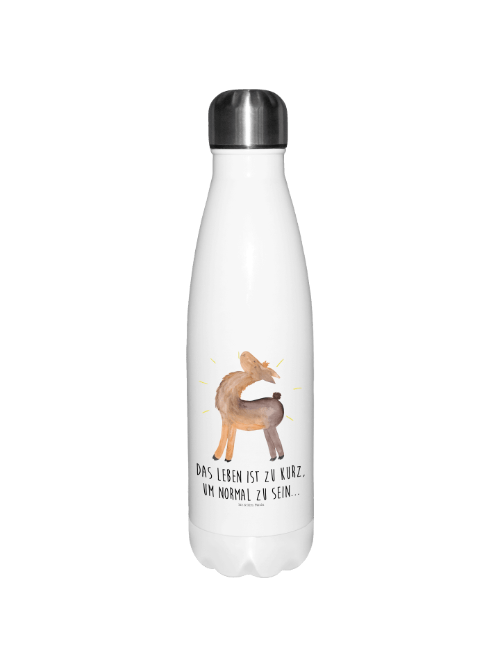 Trinkflasche Lama Stolz mit Spruch in Weiß