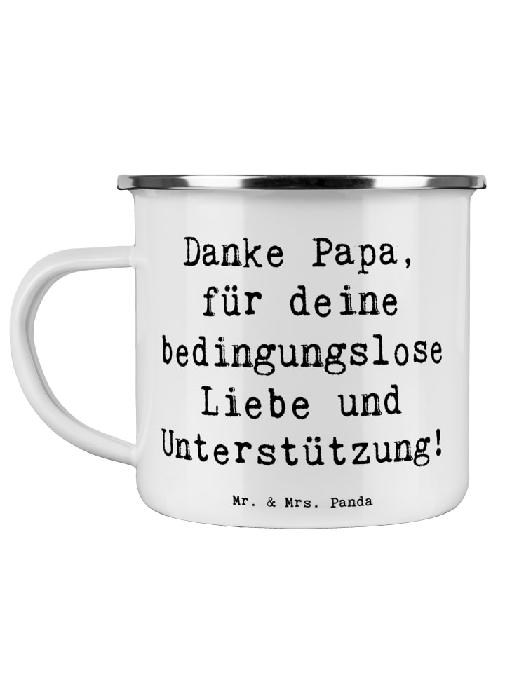 Camping Tasse Spruch Danke Papa mit Spruch in Weiß