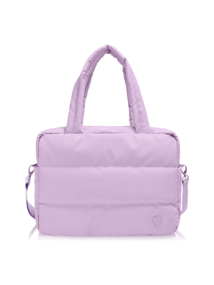 Puffer Schultertasche 33 cm Laptopfach lavender