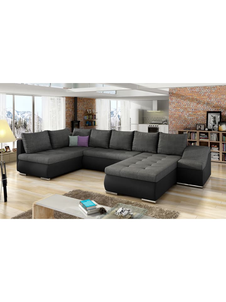 Gio Recamiere Rechts in Grau - (L) 190 x (B) 351 x (H) 82 cm