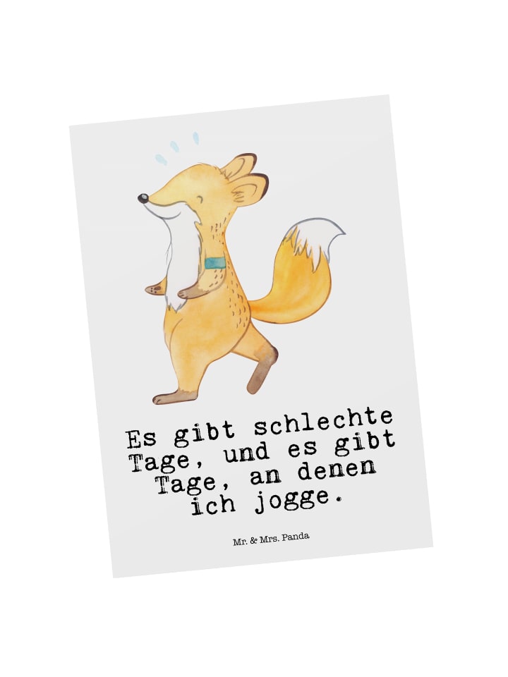 Bildkarte Fuchs Joggen mit Spruch in Weiß