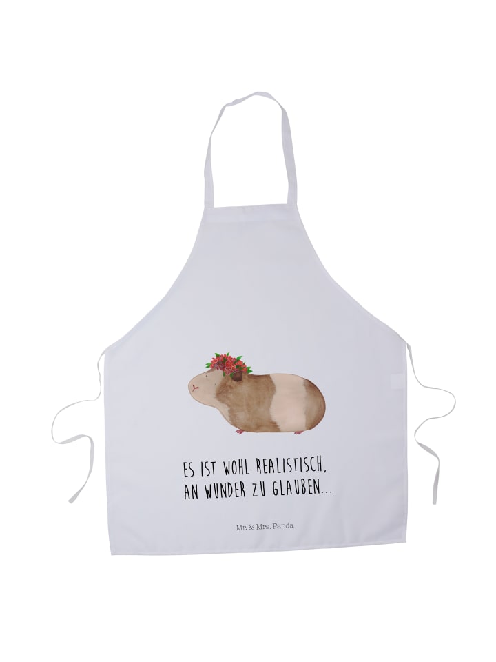 Schürze Meerschweinchen Weisheit mit Spruch in Weiß