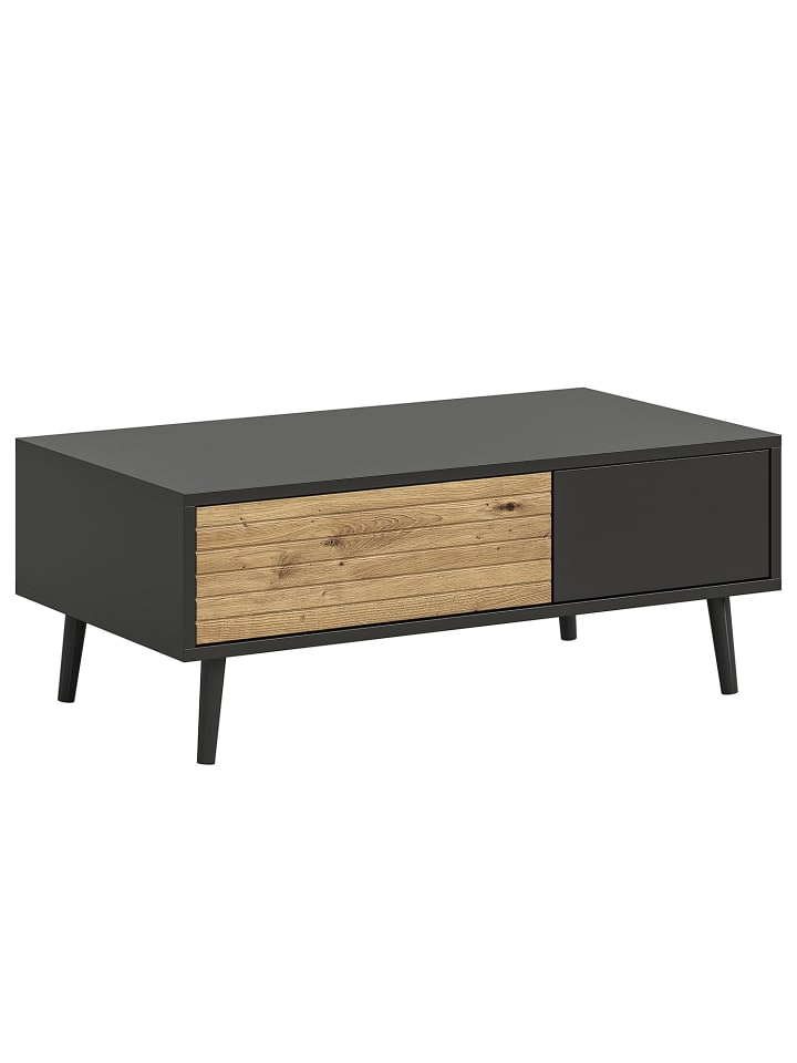 home24 Couchtisch in Schwarz & Artisan Eiche Dekor in Eiche / Schwarz