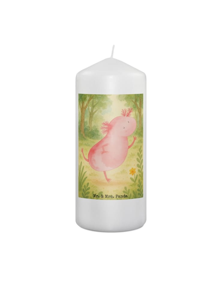 Wachskerze Axolotl Tanzen Design ohne Spruch in Weiß
