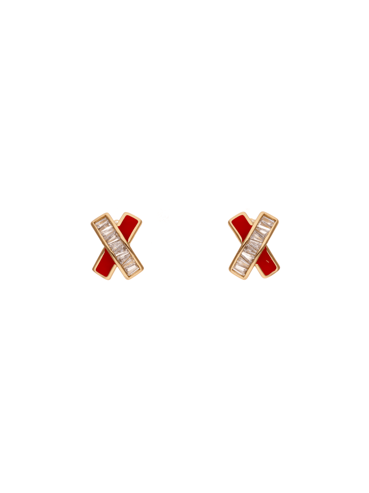 Women Earrings in Rose Gold Red