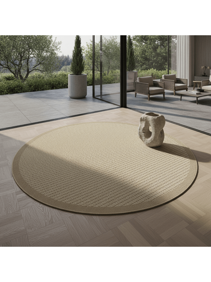 Teppich Outdoor Waschbar Einfarbig DAFNE Strapazierfähig OEKO-TEX in Beige