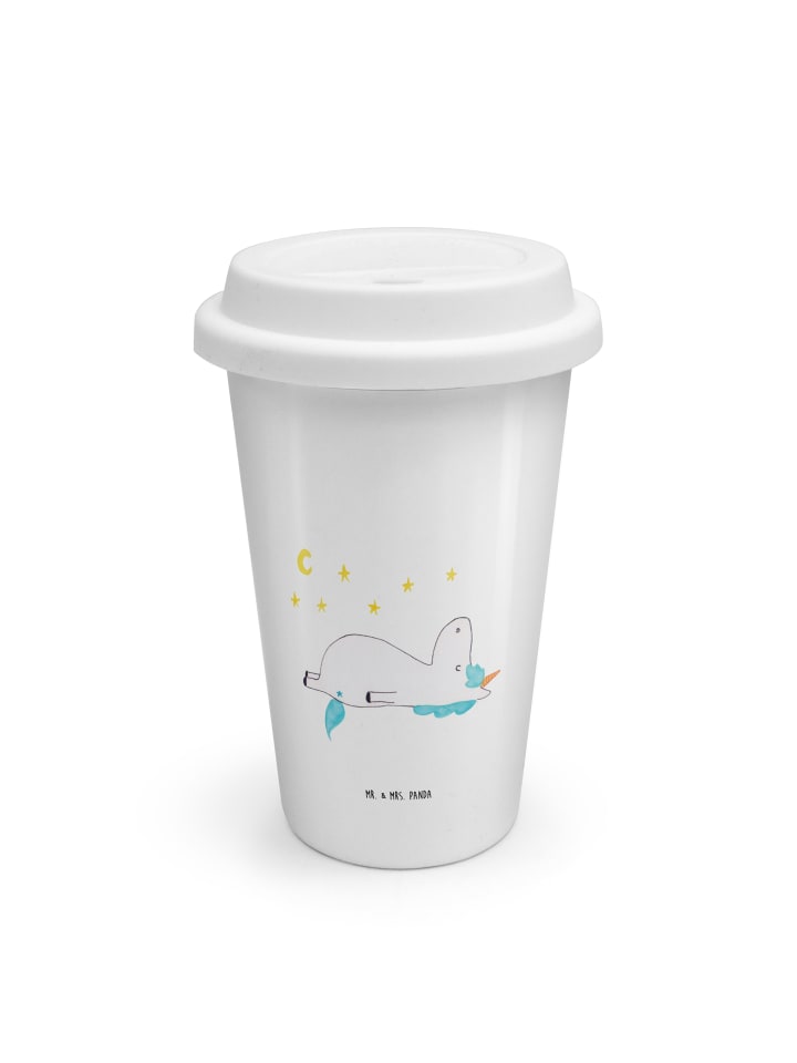 Kaffeebecher Einhorn Sternenhimmel ohne Spruch in Weiß