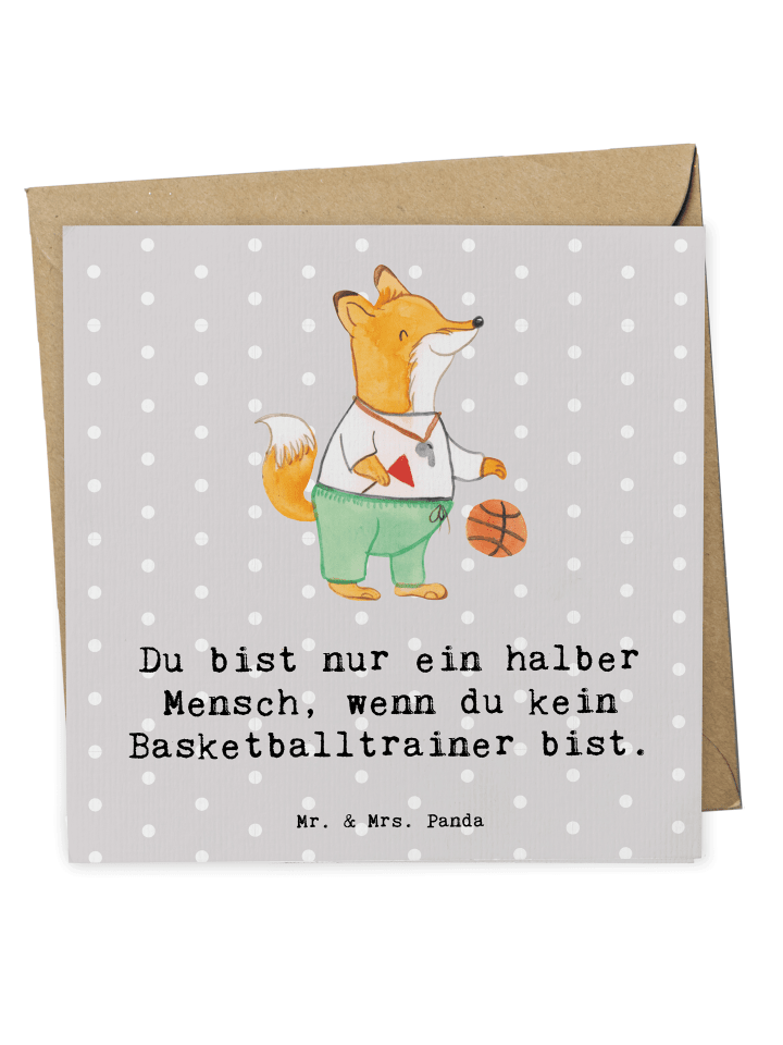 Deluxe Karte Basketballtrainer Herz mit Spruch in Grau Pastell