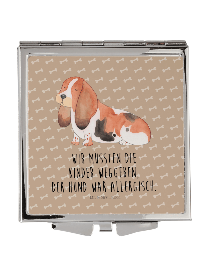Schminkspiegel Hund Basset Hound mit Spruch in Hundeglück