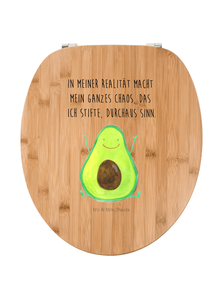 Toilettendeckel Avocado Glücklich mit Spruch in Braun