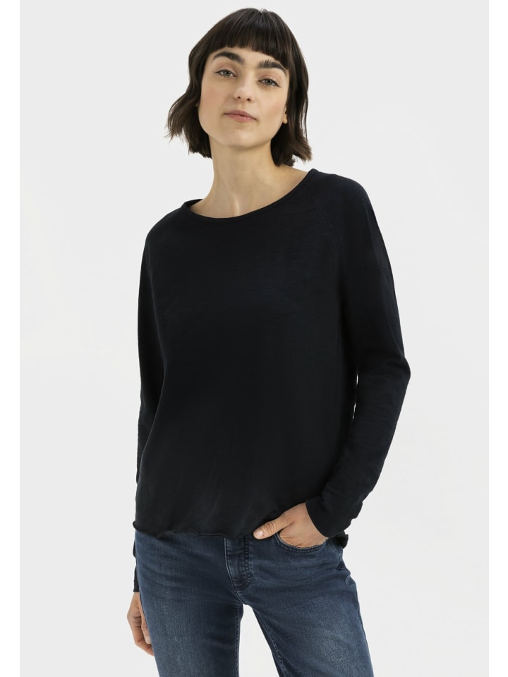 Langarmshirt aus reiner Baumwolle in Navy