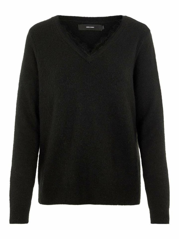 V-Kragen Pullover für Damen in schwarz