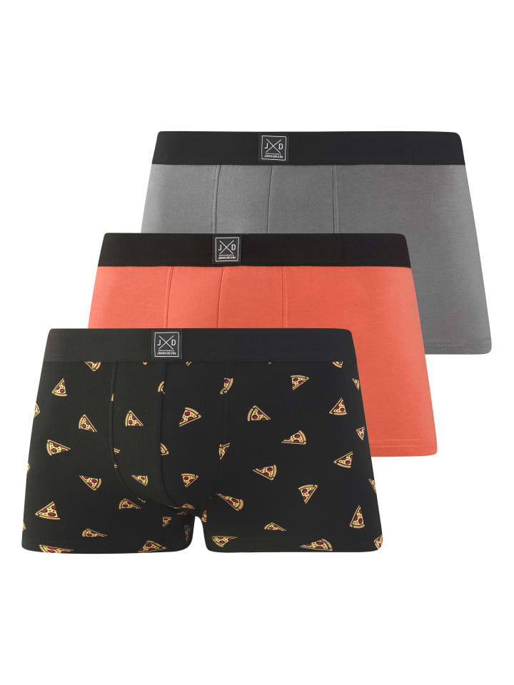 Boxer in pizza-bedruckt / rot / grau