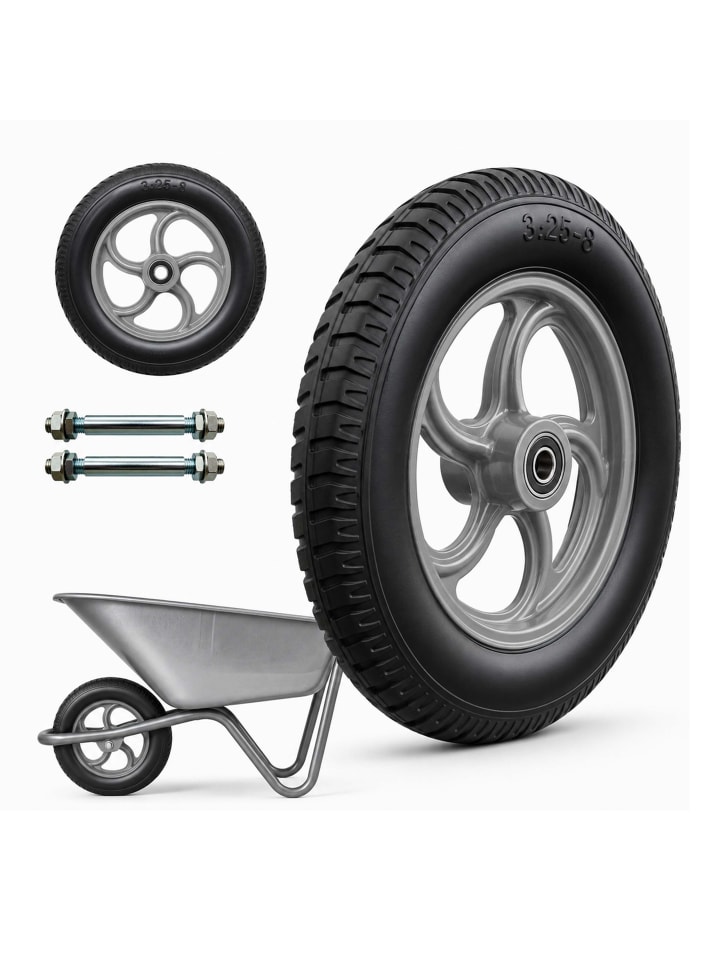 2 x Sackkarrenrad in Schwarz/ Grau - 3.25-8