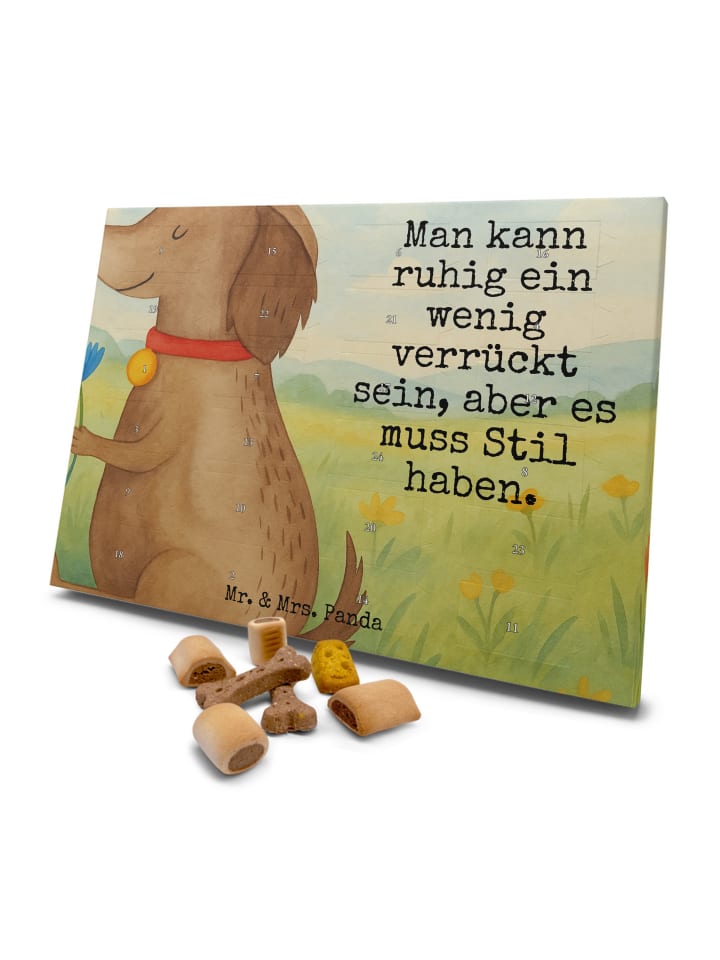 Hund Adventskalender Hund Blume Design mit Spruch in Weiß
