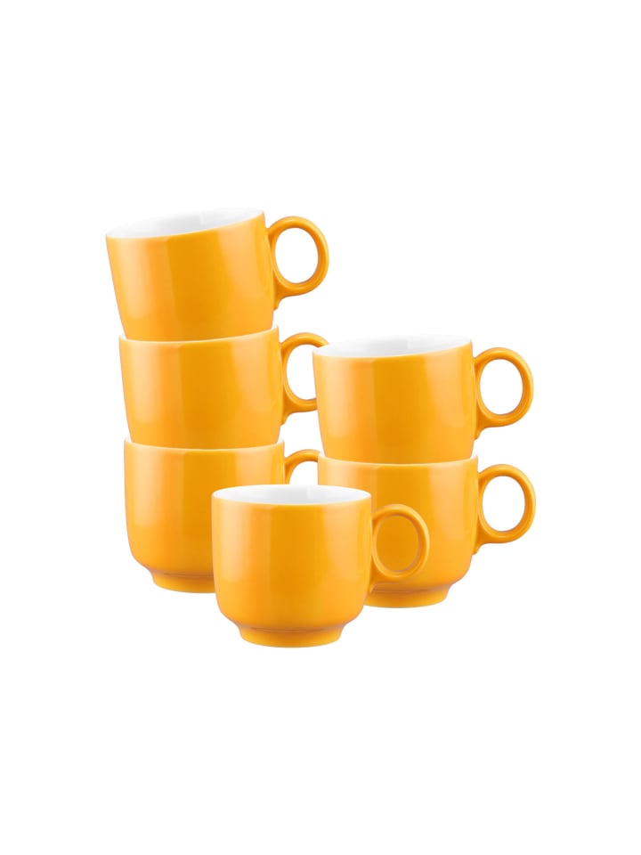 6er Set Cappuccinotassen Sento Home Pure Colors in Mango Orange 300 ml