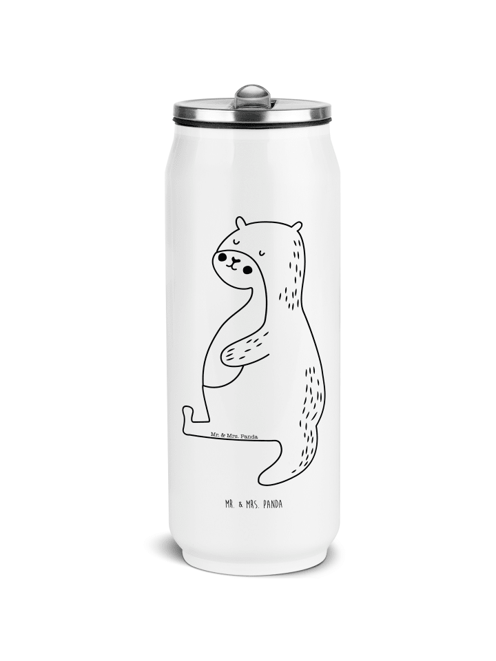 Trinkflasche Edelstahl Otter Bauch ohne Spruch in Weiß