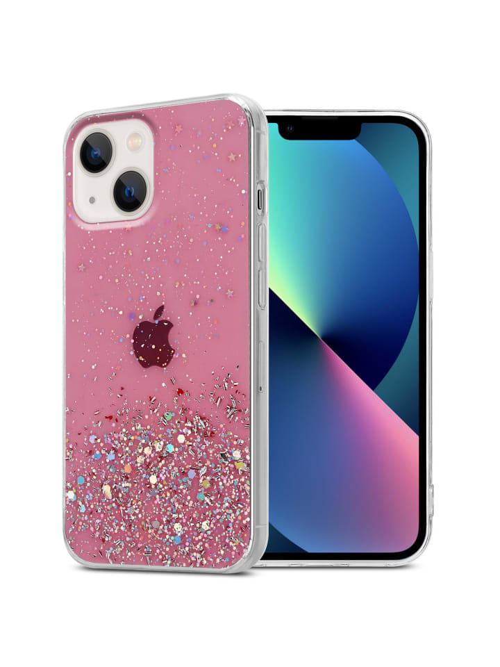 Hülle für Apple iPhone 13 Glitter in Rosa mit Glitter