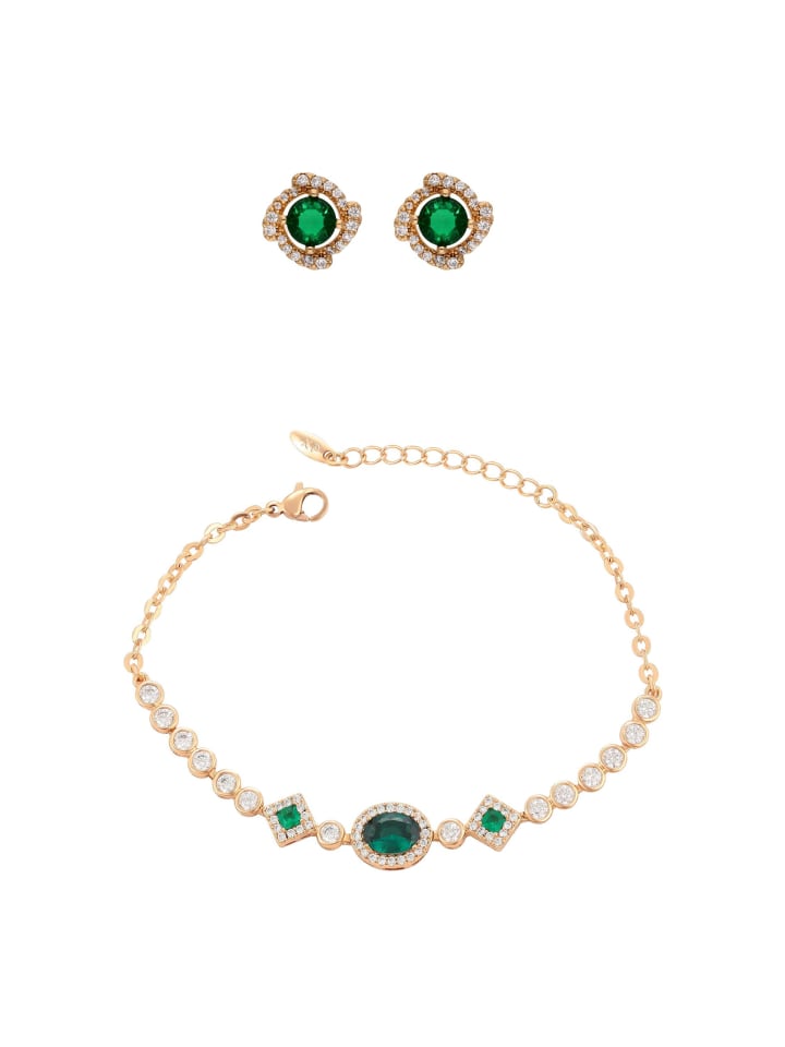 Women Jewelry Set in rose gold green