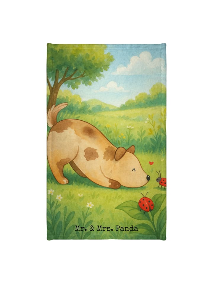 Handtuch Hund Marienkäfer Design ohne Spruch in Weiß